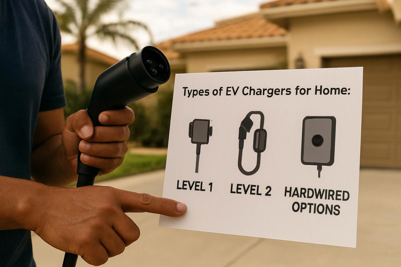 Types of EV Chargers for Home: Level 1, Level 2, and Hardwired Options